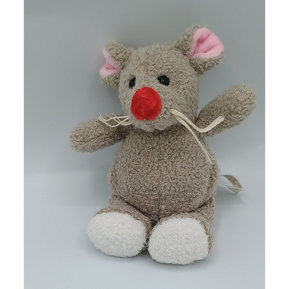 Tiny 4.5" Michael's Grey White Red Nosed Plush Mouse w/ Whiskers B3